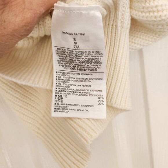 Banana Republic Long Sleeve Sweater Cream with Back Zip Sz S - Picture 5 of 5